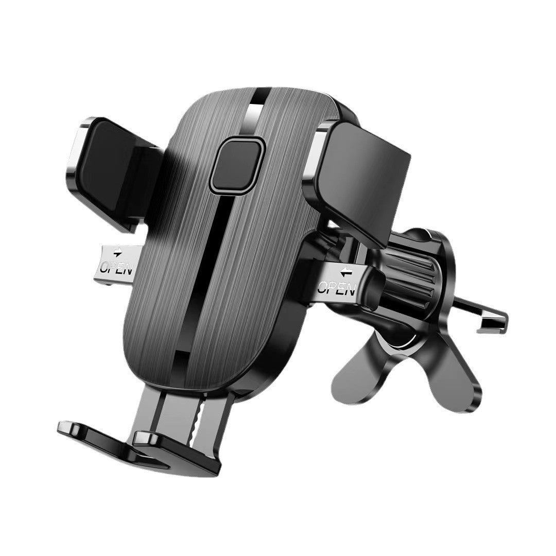 Suport Auto Telefon Flippy, Prindere Grila Ventilatie, Tija Fixare Reglabila, Rotativ 90 grade, Design Modern, Detalii Fine, Material Plastic si Silicon, 11 x 8.5 cm, Model 2, Negru - vivimall.ro