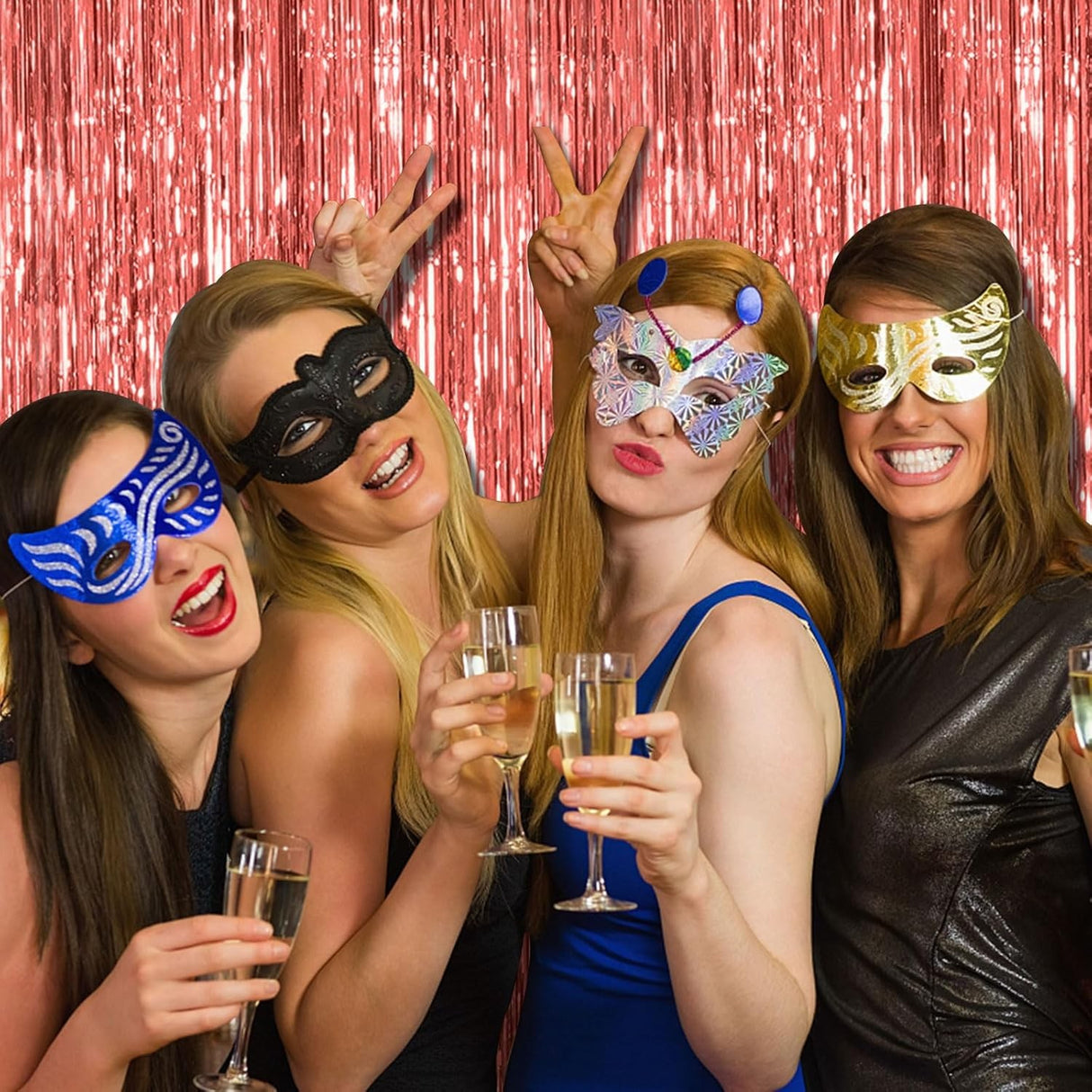 Perdea Franjurata, Vivimall, Model Decor Petrecere, pentru Fundal de Poze, Amenajare Colorata a Petrecerii, Dimensiune 100x200 cm, Rose Gold - vivimall.ro