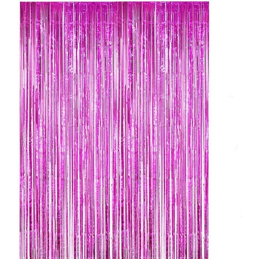 Perdea Franjurata, Vivimall, Model Decor Petrecere, pentru Fundal de Poze, Amenajare Colorata a Petrecerii, Dimensiune 100x200 cm, Roz Inchis - vivimall.ro