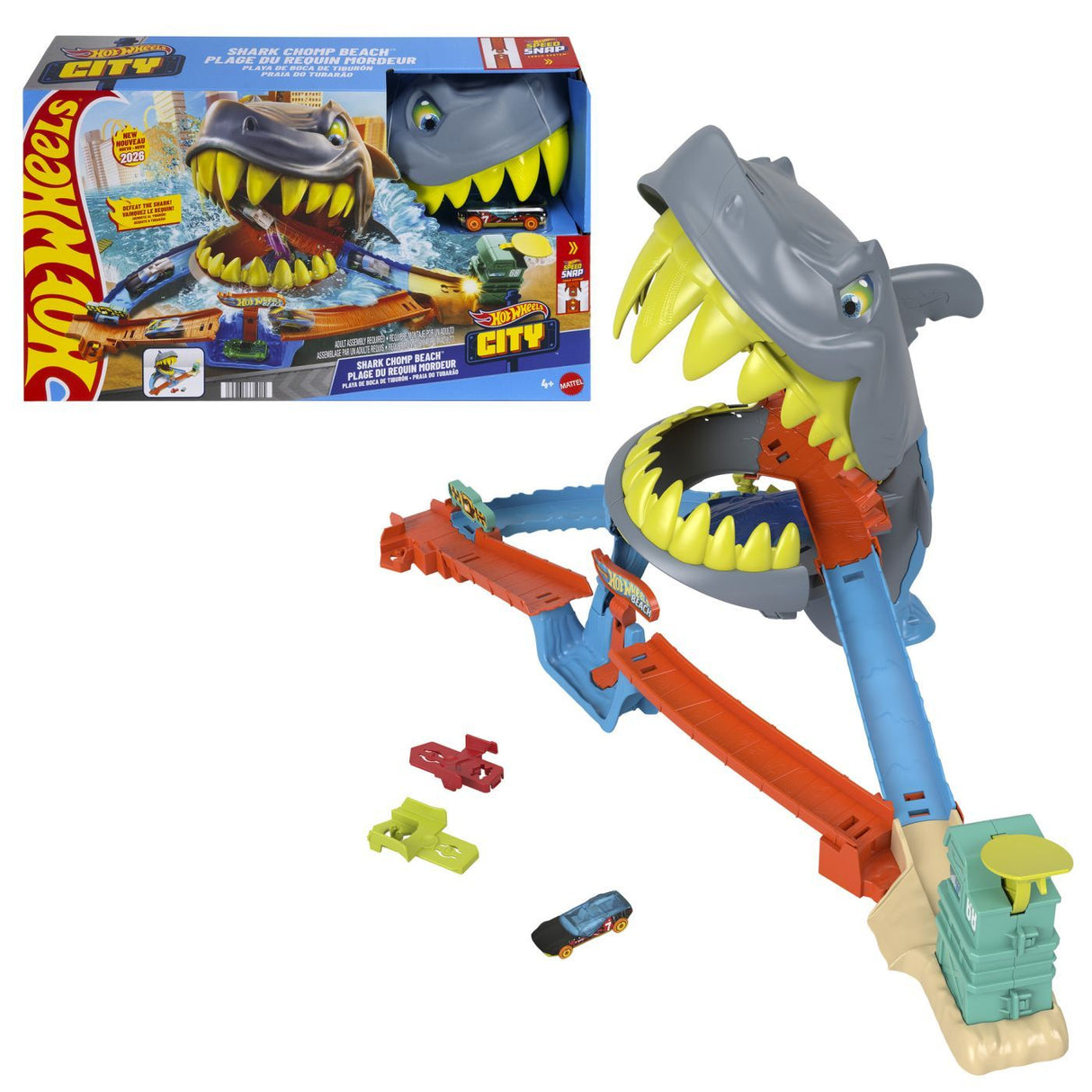 HOT WHEELS CITY PISTA DE CURSE PLAJA RECHINULUI CHOMP CU MASINUTA INCLUSA
