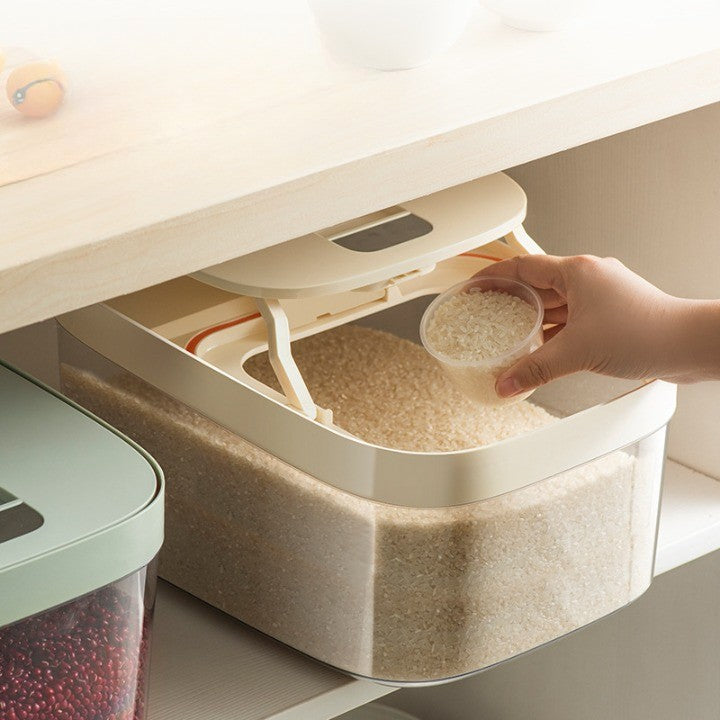 Cutie de Depozitare Vivimall, de Uz Casnic, Rezistentă la Insecte și la Umiditate, Rezervor Sigilat pentru Depozitare Alimentară, Capacitate 10 kg, 37x26x19.5 cm, Verde - vivimall.ro