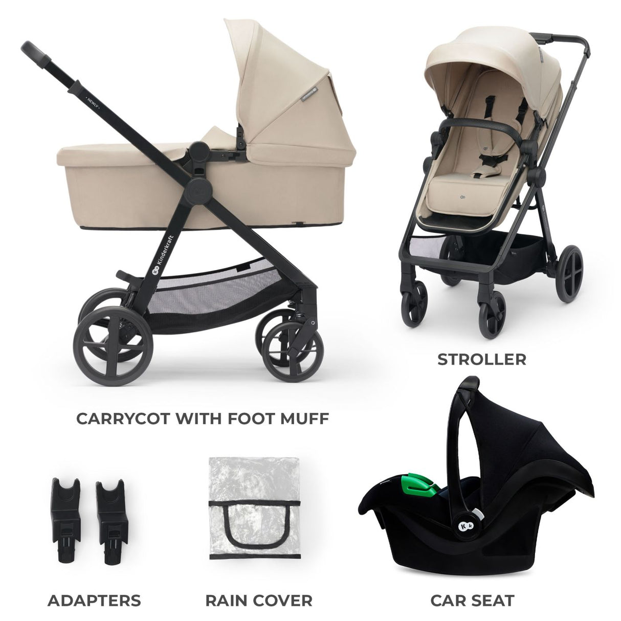 CARUCIOR KINDERKRAFT NEWLY, 3 IN 1, BEJ