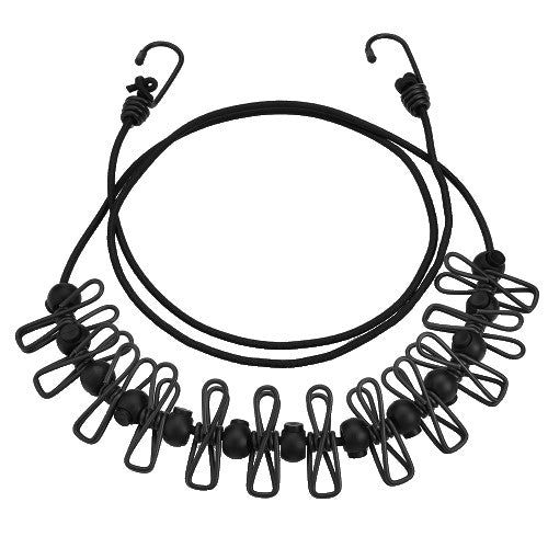 Sfoara pentru Uscarea Hainelor, Vivimall, Uscator Sfoara Portabila, 12 Clips-uri Incluse, Lungime 180 cm, PP Cablu de Otel, Negru - vivimall.ro