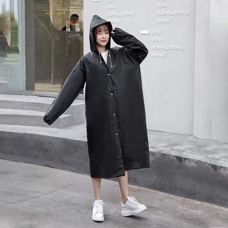 Pelerina de Ploaie, Vivimall, pentru Adulti 150-180 cm, din EVA, Impermeabila, Rezistenta la Vant, Inchidere cu Capse, 140 g, Negru - vivimall.ro