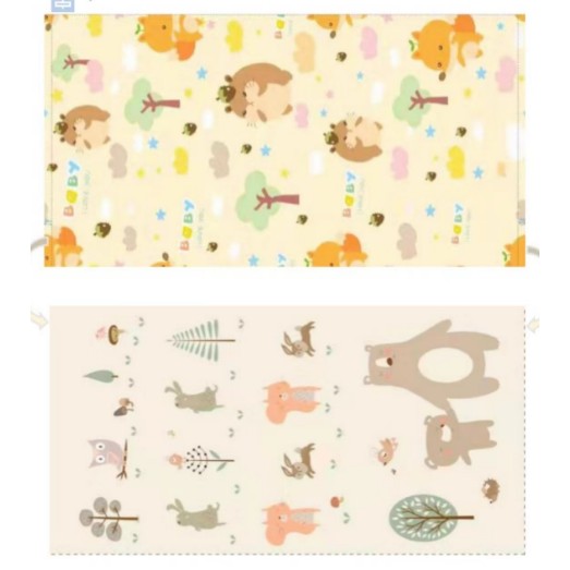 Covoras de Joaca pentru Copii Termic cu 2 Fete, Vivimall, Model Arici si Ursuleti, cu Spuma, Impermeabil, Antiderapant, 200cm x 180cm x 0.8cm - vivimall.ro