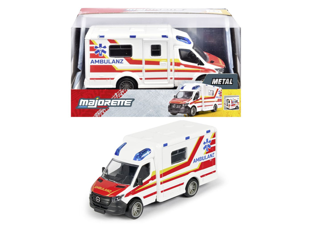 MAJORETTE AMBULANTA METALICA MERCEDES BENZ SPRINTER SCARA 1 LA 43