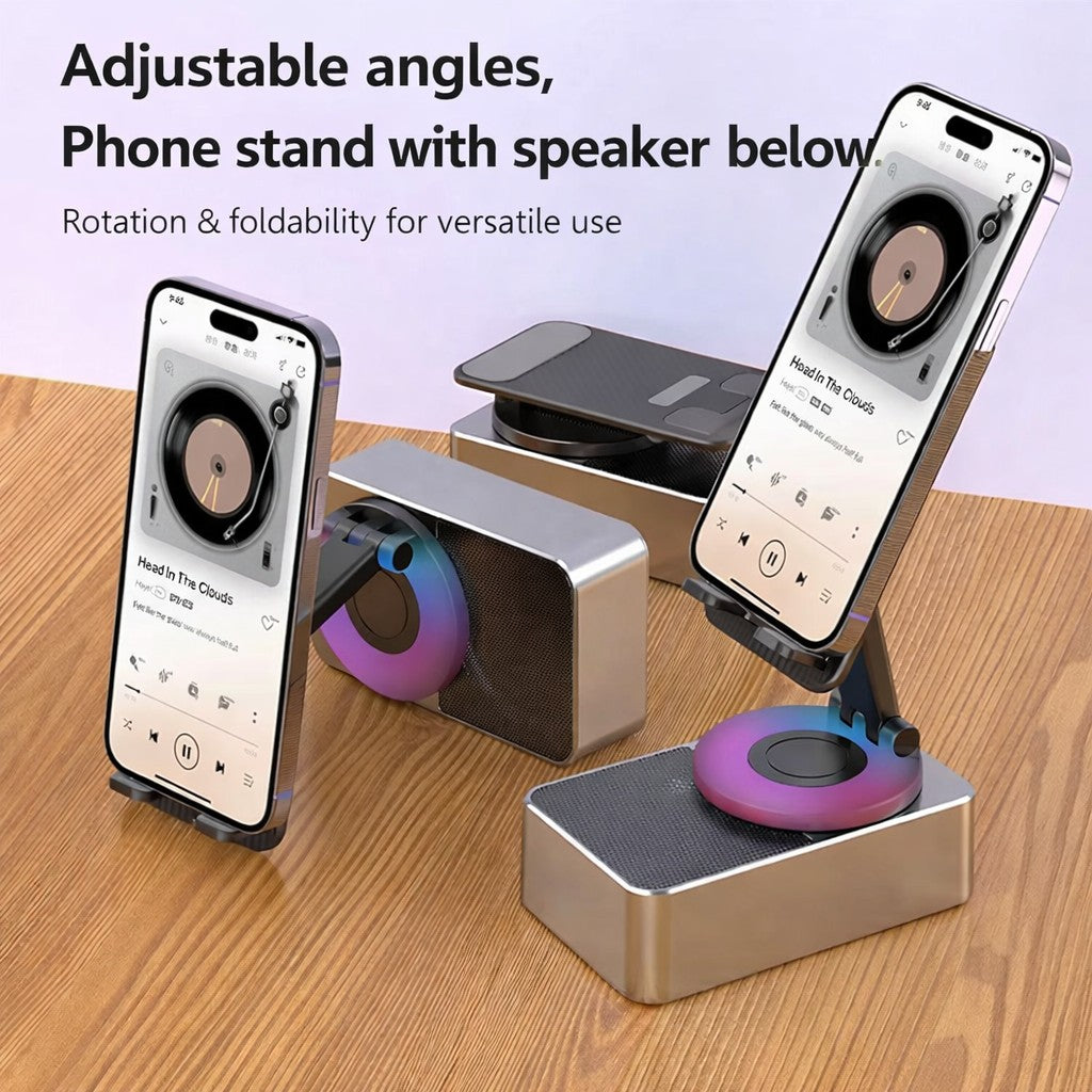 Suport telefon Flippy negru compact 18x9 cm, vedere de sus, accesoriu wireless