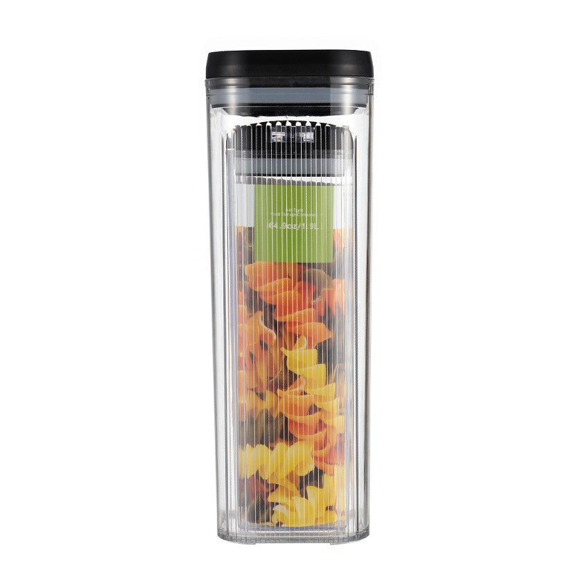 Cutii de Depozitare Alimente, Vivimall, Set din 2 Cutii de Tip Container de 1.9 si 3.7 l, Recipiente pentru Cereale in Bucatarie, Transparente cu Capac Negru - vivimall.ro
