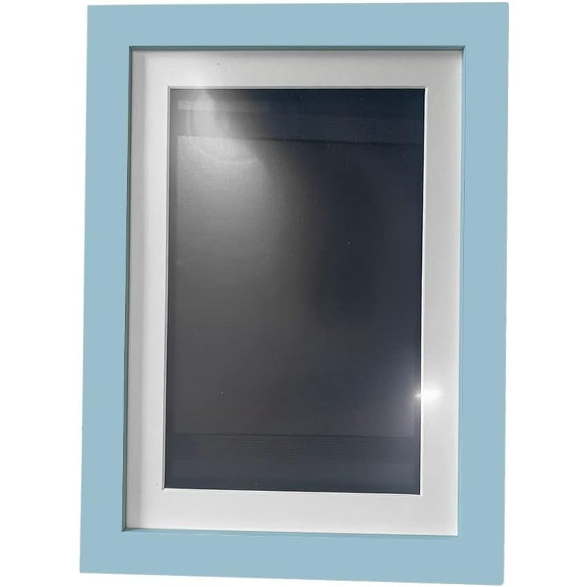 Rama Foto Vivimall, cu Magnet, din Lemn, cu Spatiu Pentru Depozitare, Pentru Desene si Picturi A4, Sticla Securizata, Rama MDF, 21x30 cm, Albastru - vivimall.ro