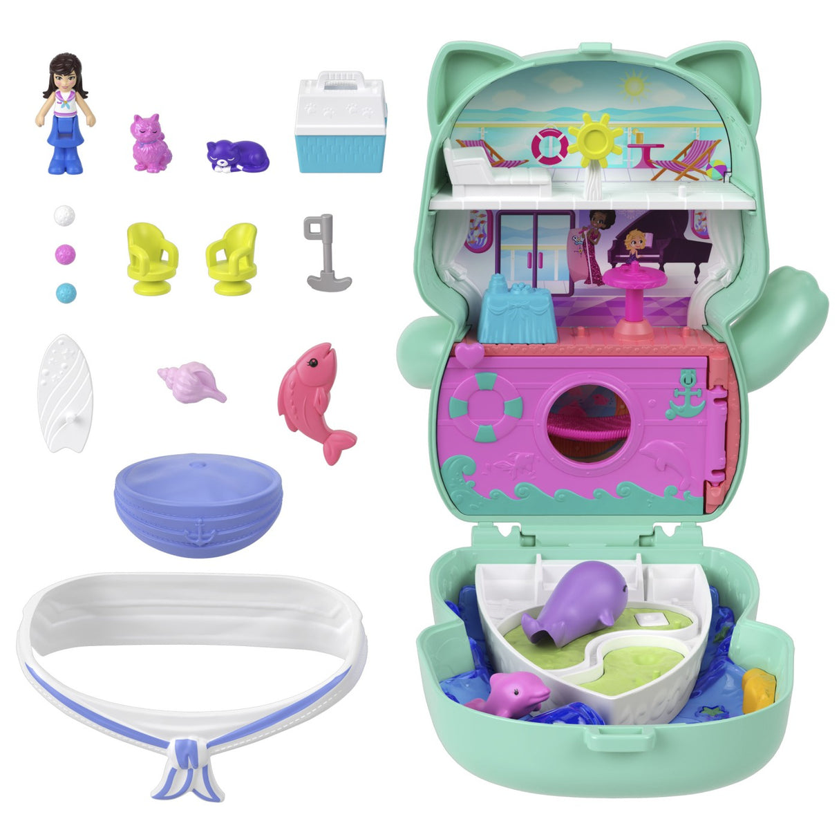 POLLY POCKET SET GENTUTA ANIMALUT PISICUTA MARINAR CU ACCESORII