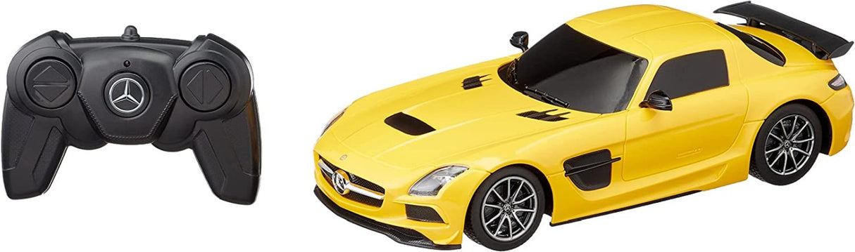 MASINA CU TELECOMANDA MERCEDES-BENZ SLS AMG GALBENA CU SCARA 1 LA 18