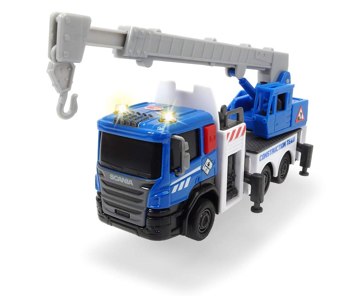 DICKIE TOYS CITY WORKER VEHICUL DE CONSTRUCTII CU LUMINI SI SUNETE MACARA ALBASTRA 17CM