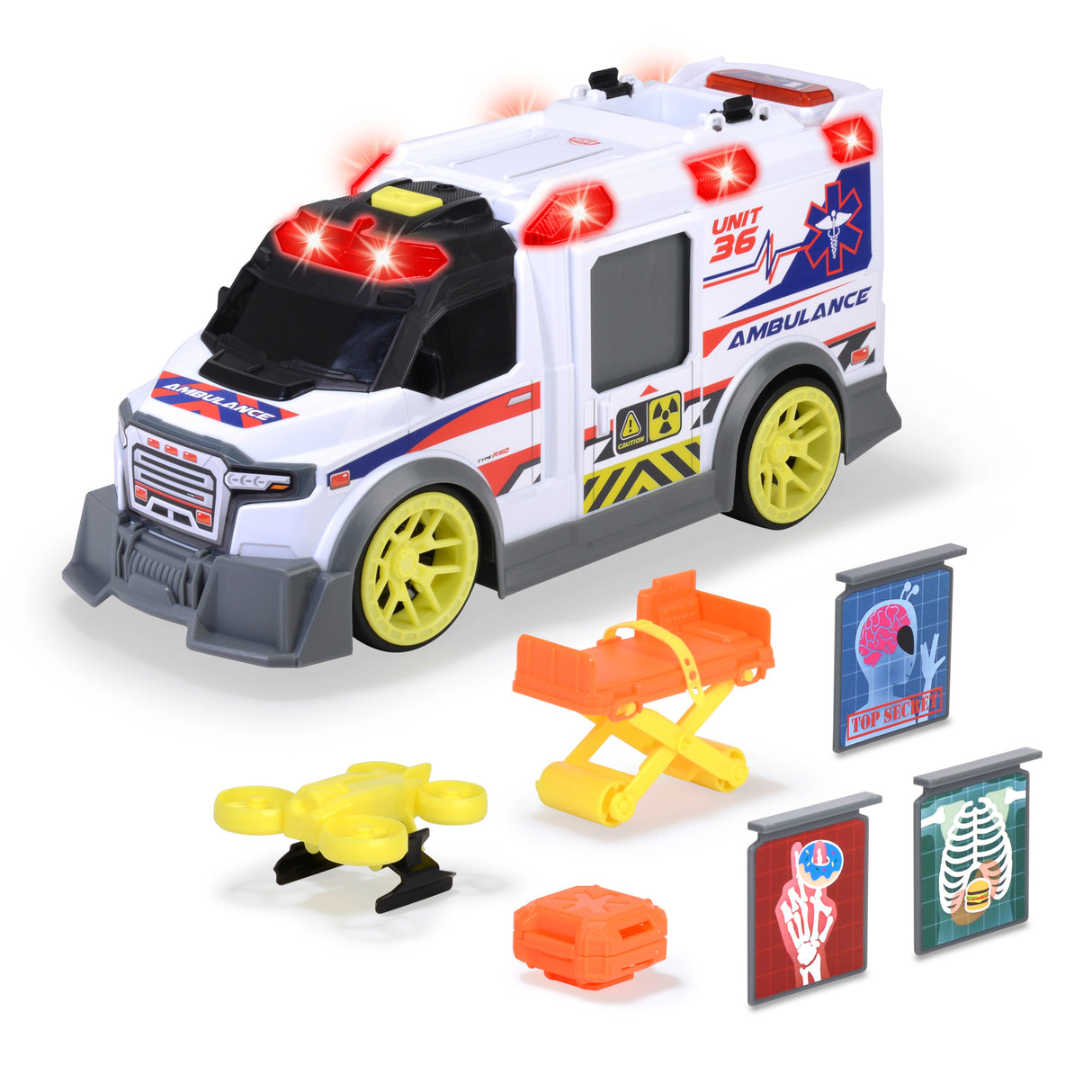 DICKIE TOYS AMBULANTA CU LUMINI SI SUNETE 35.5CM