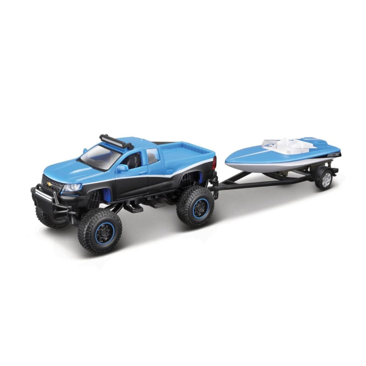 MAISTO MASINUTA METALICA 4X4 REBELS RUGGED ADVENTURES CU REMORCA ALBASTRU