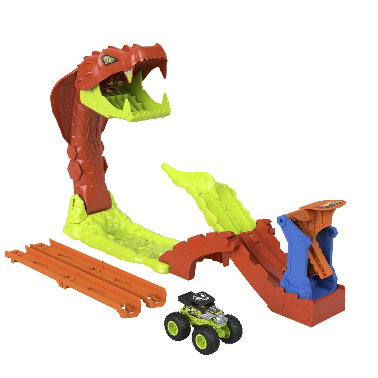HOT WHEELS MONSTER TRUCK SET DE JOACA PISTA INVINGE SARPELE URIAS CU MASINUTA BONE SHAKER INCLUSA