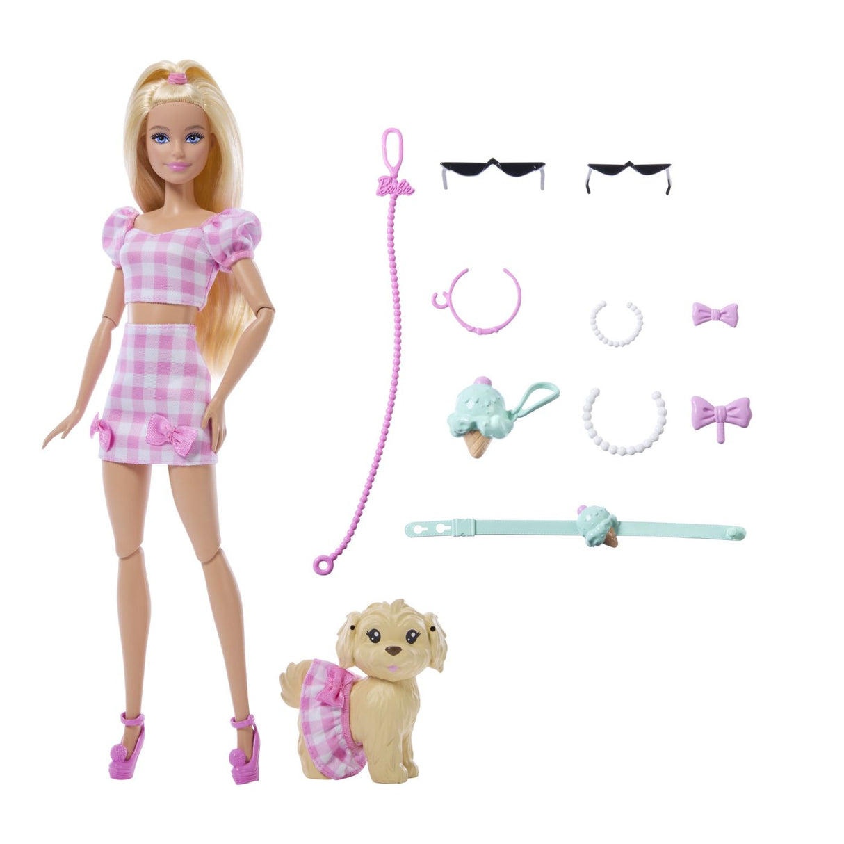 BARBIE TWINNING LOOKS SET PAPUSA BARBIE BLONDA SI CATEL CU ACCESORII