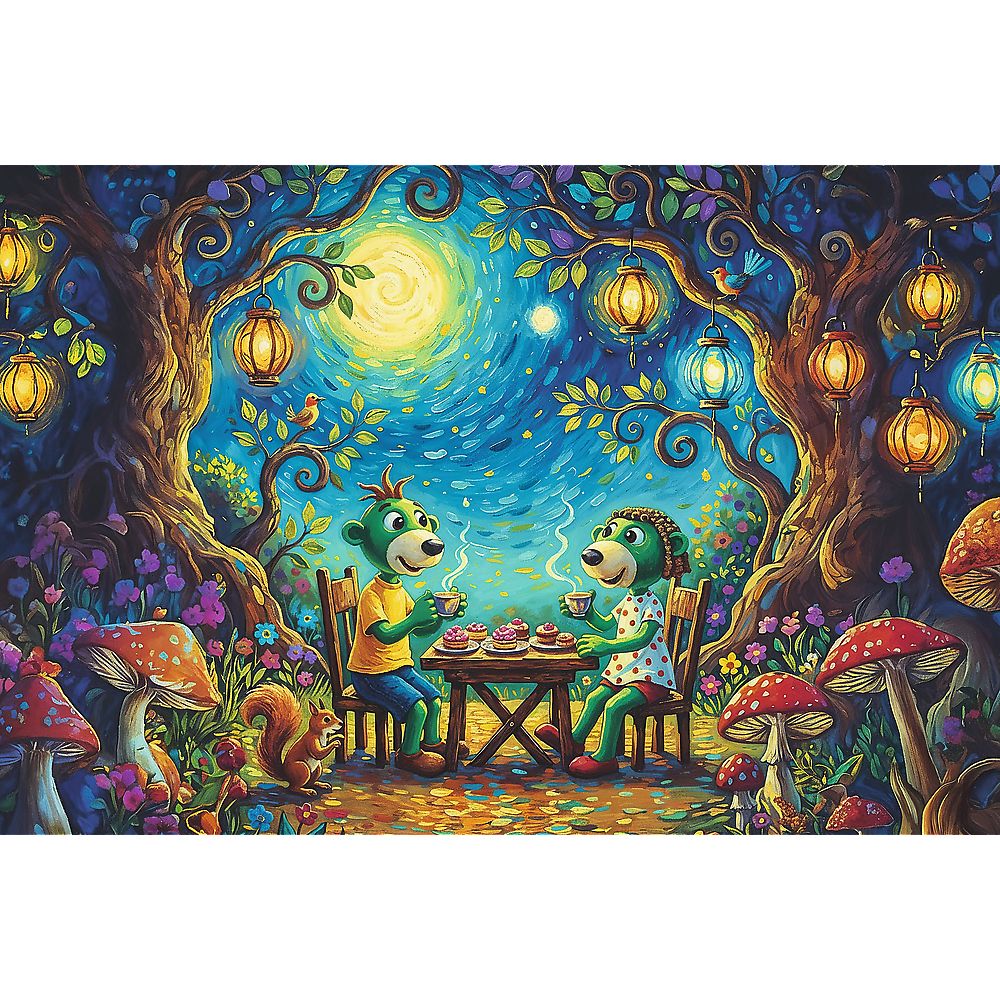 PUZZLE TREFL 100 FAMILIA TREFLIK INSPIRAT DE ARTA INTALNIRE INTR-O CAFENEA