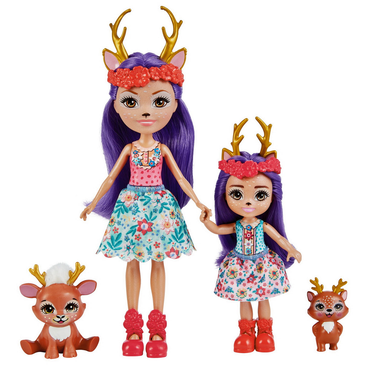 ENCHANTIMALS SET PAPUSI SURORI SI ANIMALUTELE LOR DANESSA DEER SI SPRINT SI DANETTA DEER SI FLEET