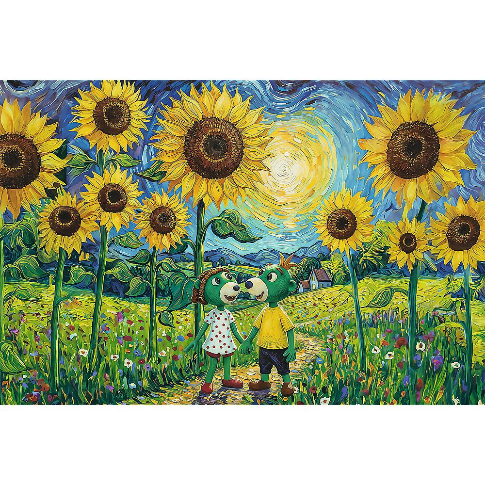 PUZZLE TREFL 100 FAMILIA TREFLIK INSPIRAT DE ARTA O PLIMBARE PRINTRE FLOAREA SOARELUI