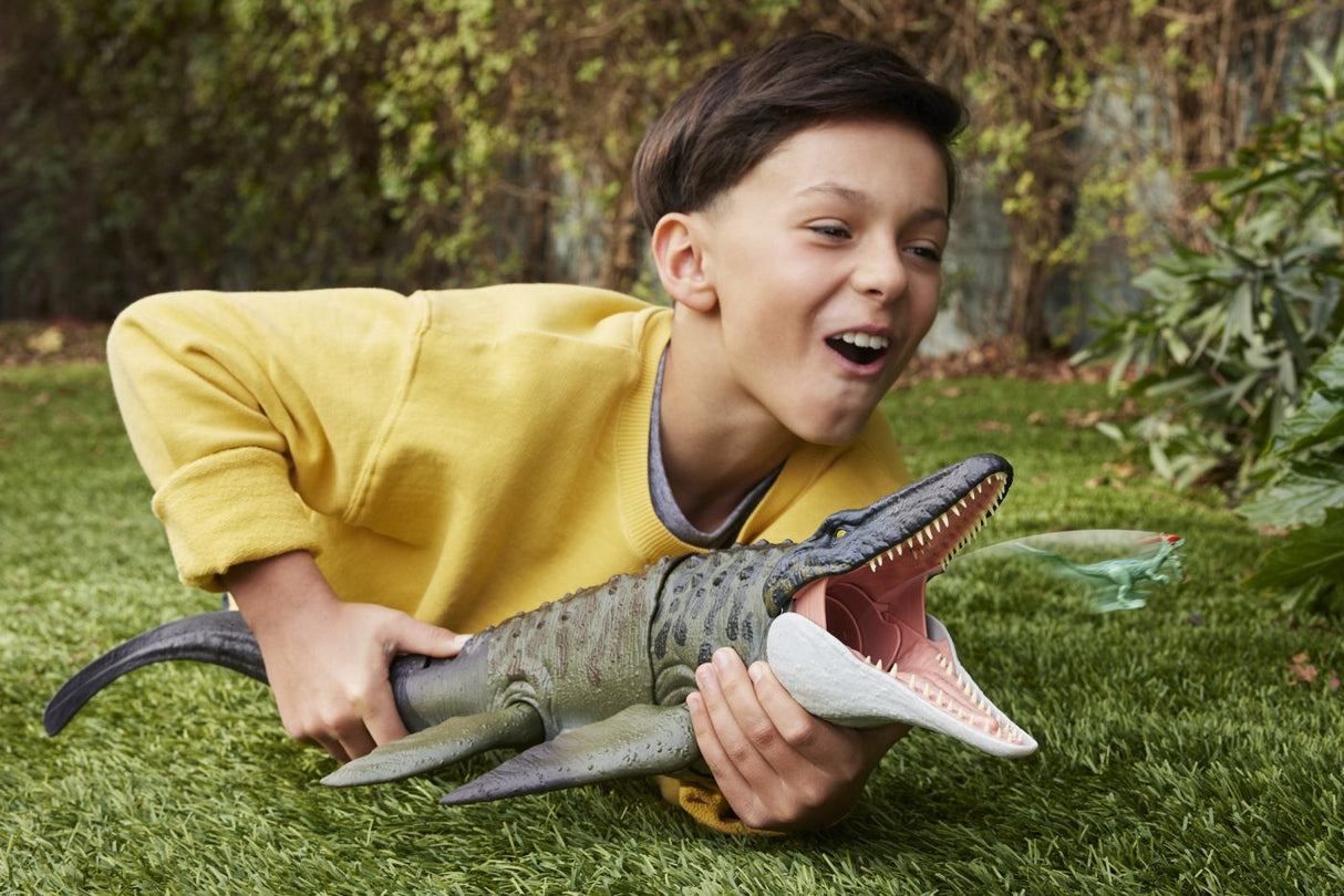 JURASSIC WORLD REBIRTH BITE N BLAST DINOZAUR MOSASAURUS INTERACTIV CU MISCARI SI FUNCTIE SPECIALA 50CM