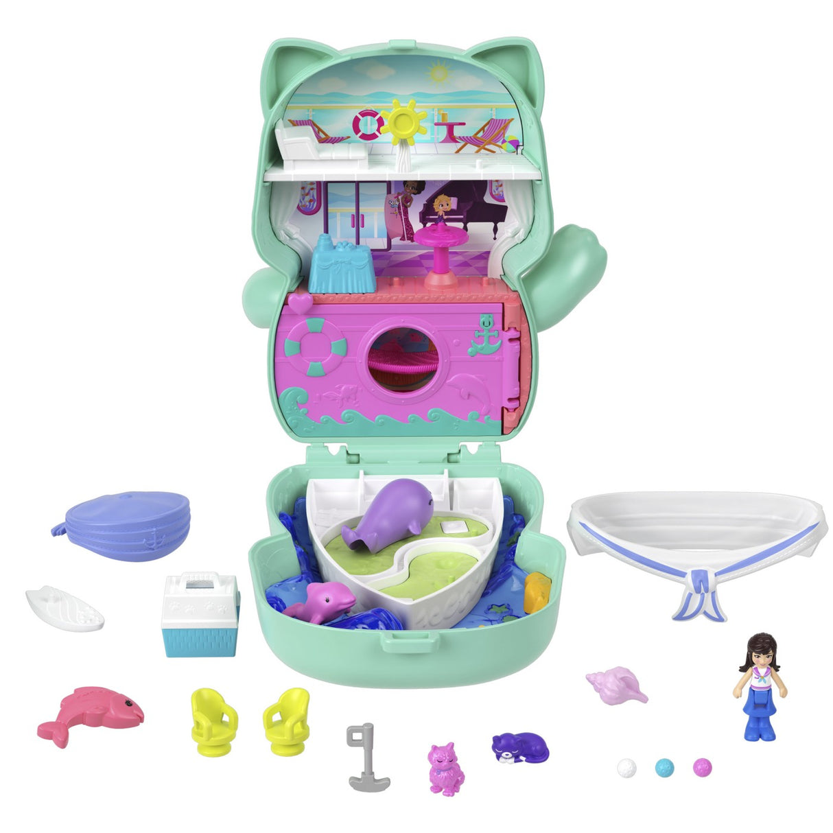 POLLY POCKET SET GENTUTA ANIMALUT PISICUTA MARINAR CU ACCESORII