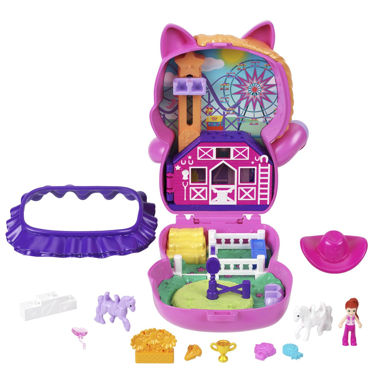 POLLY POCKET SET GENTUTA ANIMALUT PONEI LA RODEO CU ACCESORII