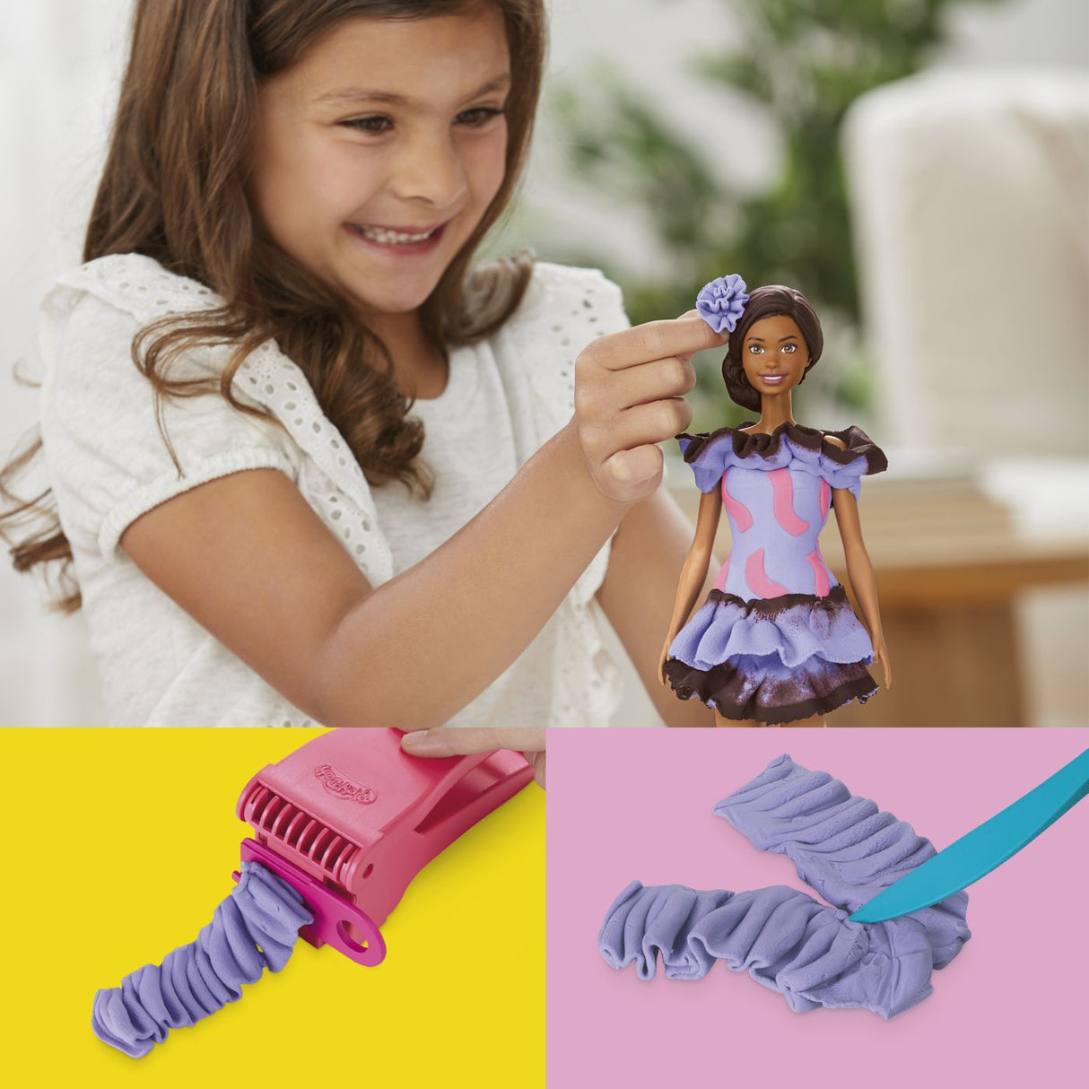 PLAY DOH BARBIE SET FASHIONISTA RUFFLES CREATII VESTIMENTARE
