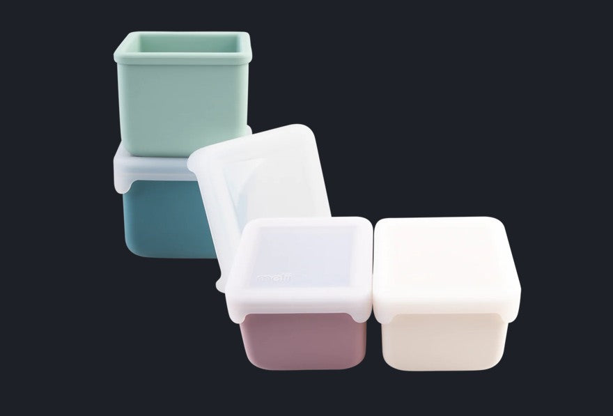 SET 2 RECIPIENTE SILICON, MELII, BLUE MINT
