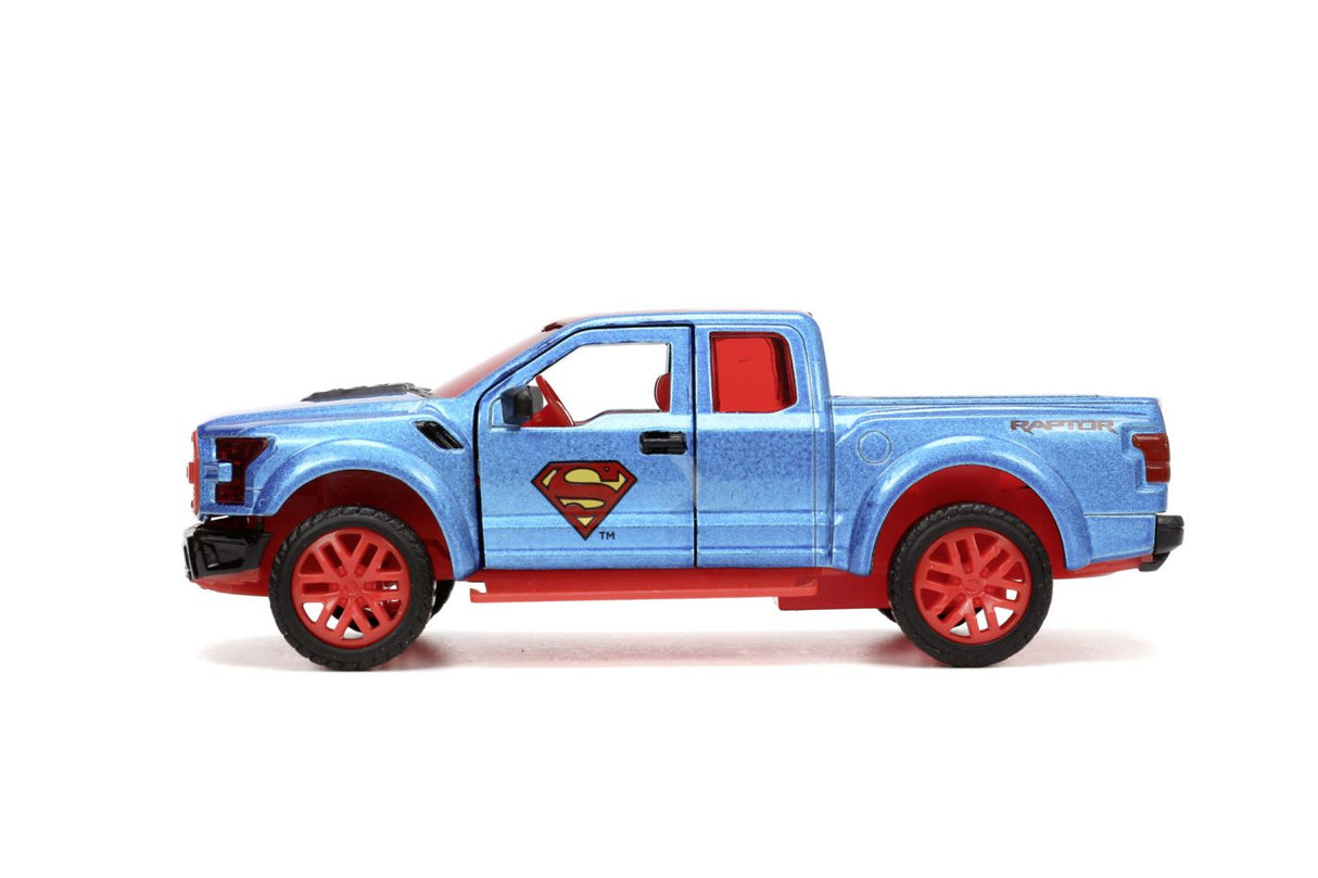 JADA DC SET FIGURINA METALICA SUPERMAN SI MASINUTA 2017 FORD F 150 RAPTOR SCARA 1:32