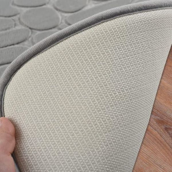 Covoras pentru Baie Antiderapant, Vivimall, Uscare Rapida, Model 3D Piatra, 40x60 cm, Gri - vivimall.ro