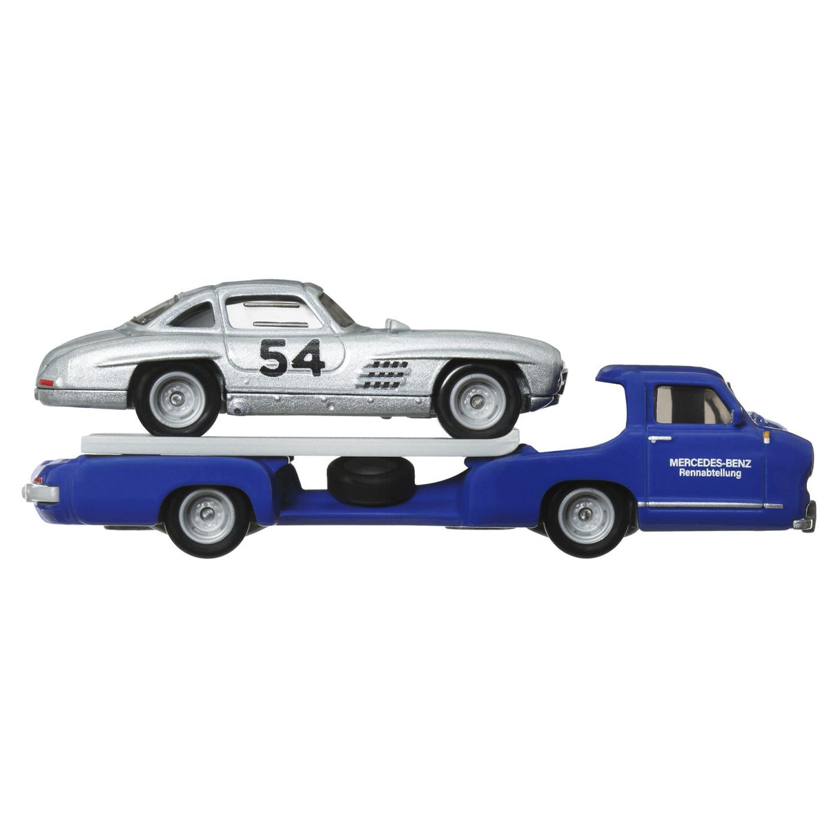 HOT WHEELS TRANSPORTATOR MERCEDES-BENZ 55 BLAUES WUNDER CU MASINUTA MERCEDES-BENZ 300 SL SCARA 1:64