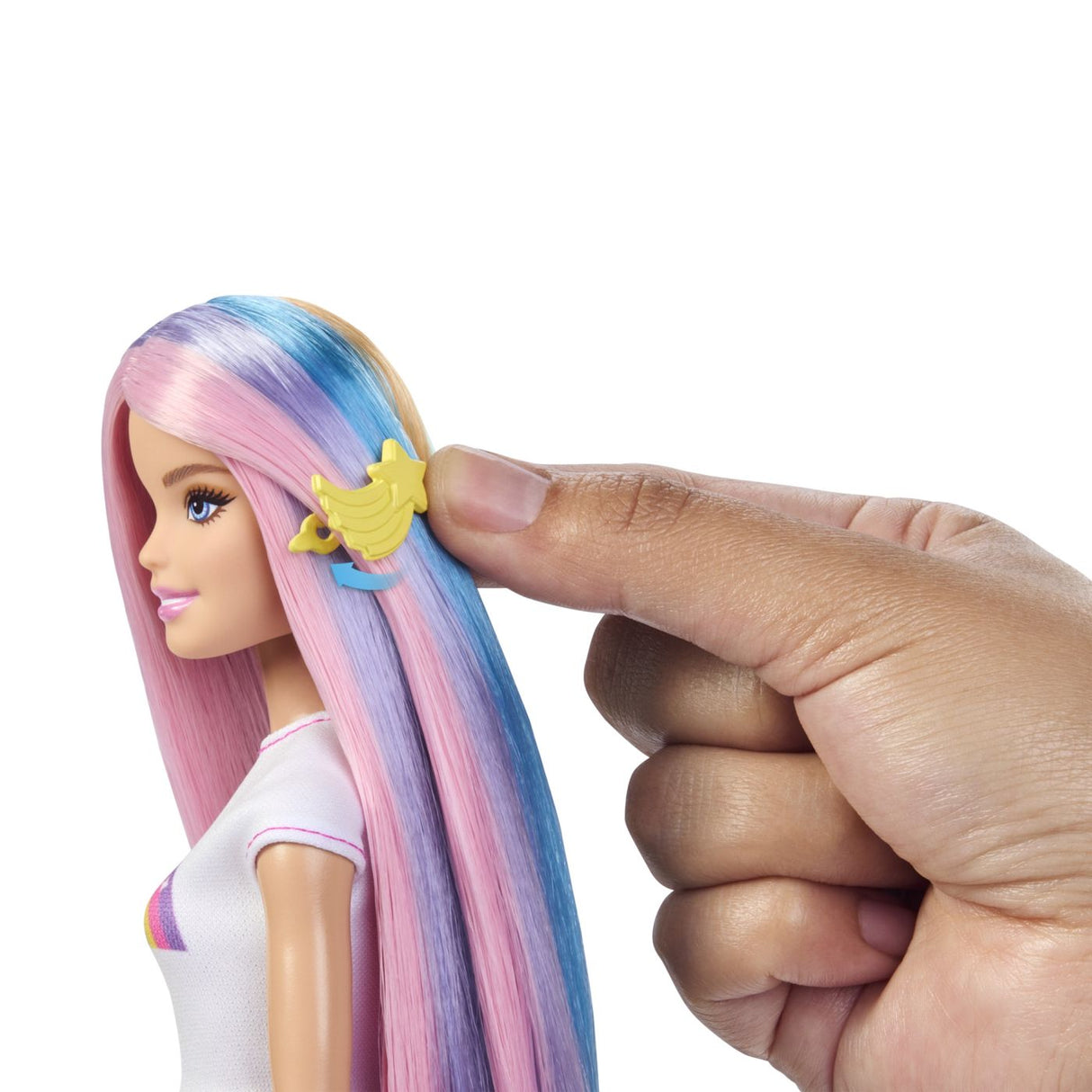 BARBIE SET PAPUSA BARBIE CU PAR STRALUCITOR CURCUBEU SI ACCESORII
