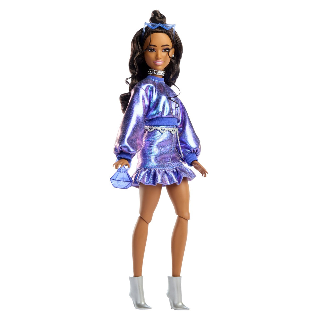 BARBIE DELUXE STYLE PAPUSA BARBIE ROCHIE ALBASTRU METALIZAT