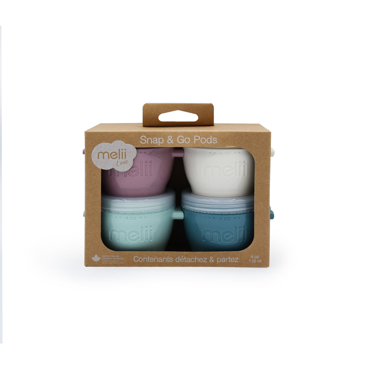 SET 4 RECIPIENTE SILICON SNAP&GO, MELII LUXE, 4*118 ML