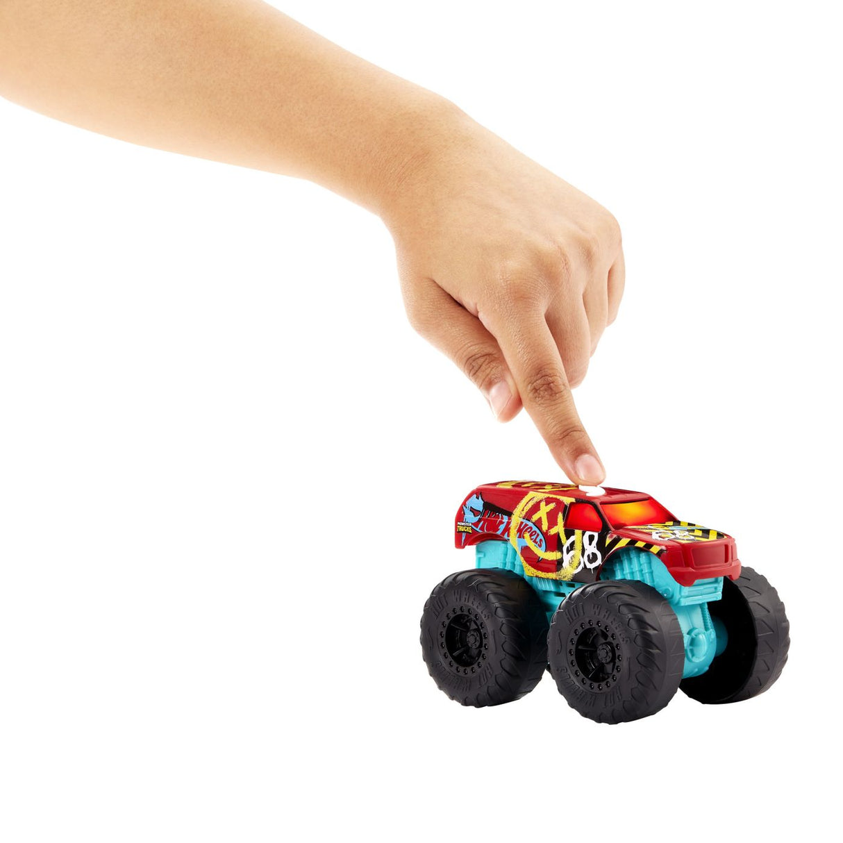 HOT WHEELS MONSTER TRUCK ROARIN WRECKERS DEMO DERBY CU FUNCTII SI SUNETE SCARA 1:43