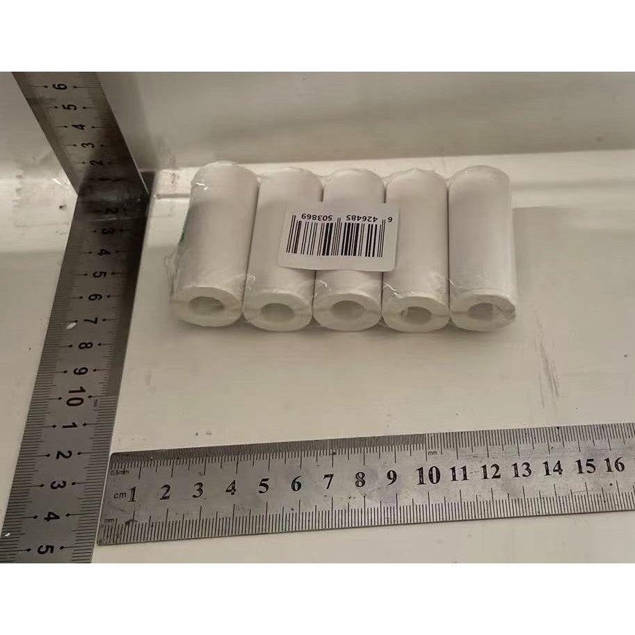Role hârtie termică Flippy albe, detaliu suprafață netedă și uniformă pentru imprimare termică clară
