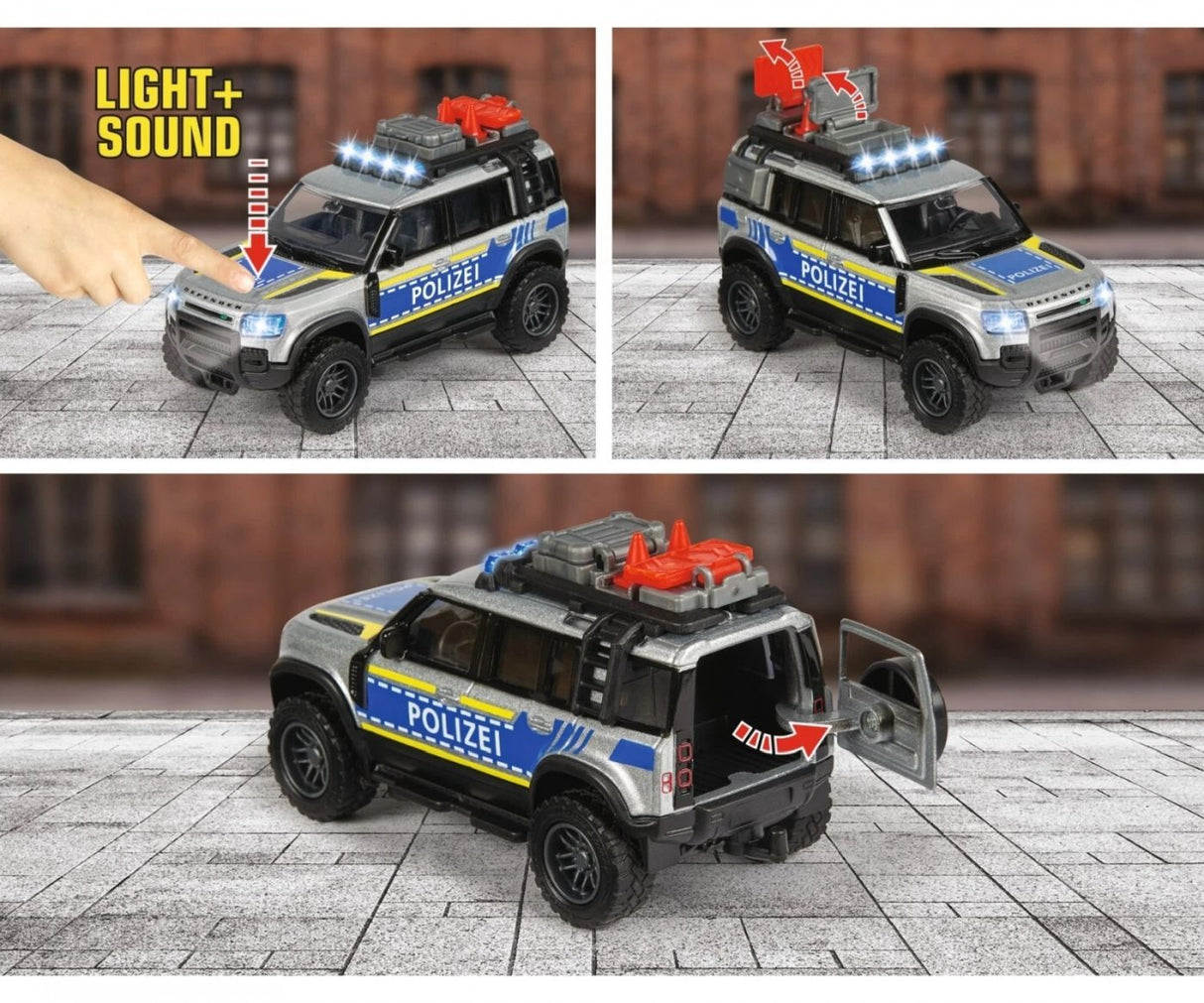 MAJORETTE MASINA DE POLITIE LAND ROVER CU LUMINI SI SUNETE