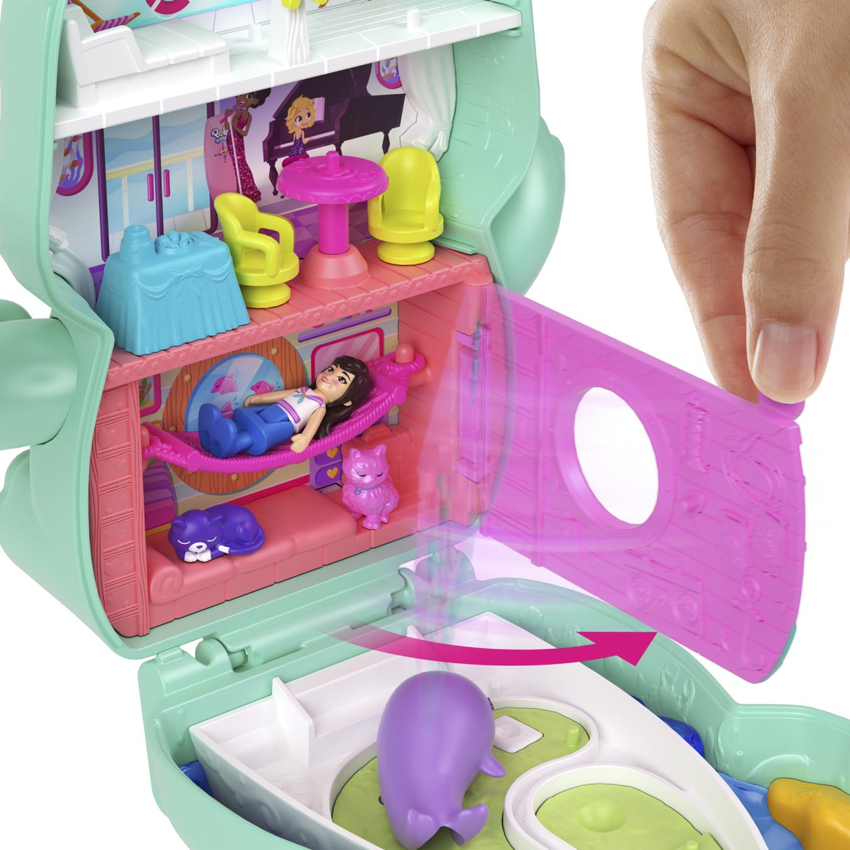 POLLY POCKET SET GENTUTA ANIMALUT PISICUTA MARINAR CU ACCESORII