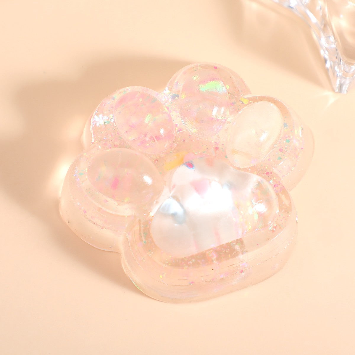 Jucarie Antistres Squishy, Vivimall, cu Revenire Lenta, Squeeze Pinch Family, Model Cat Paw, 6.5 x 7 cm, din Tpr, 4-6 Ani, Model 1 Figurina, Transparent - vivimall.ro