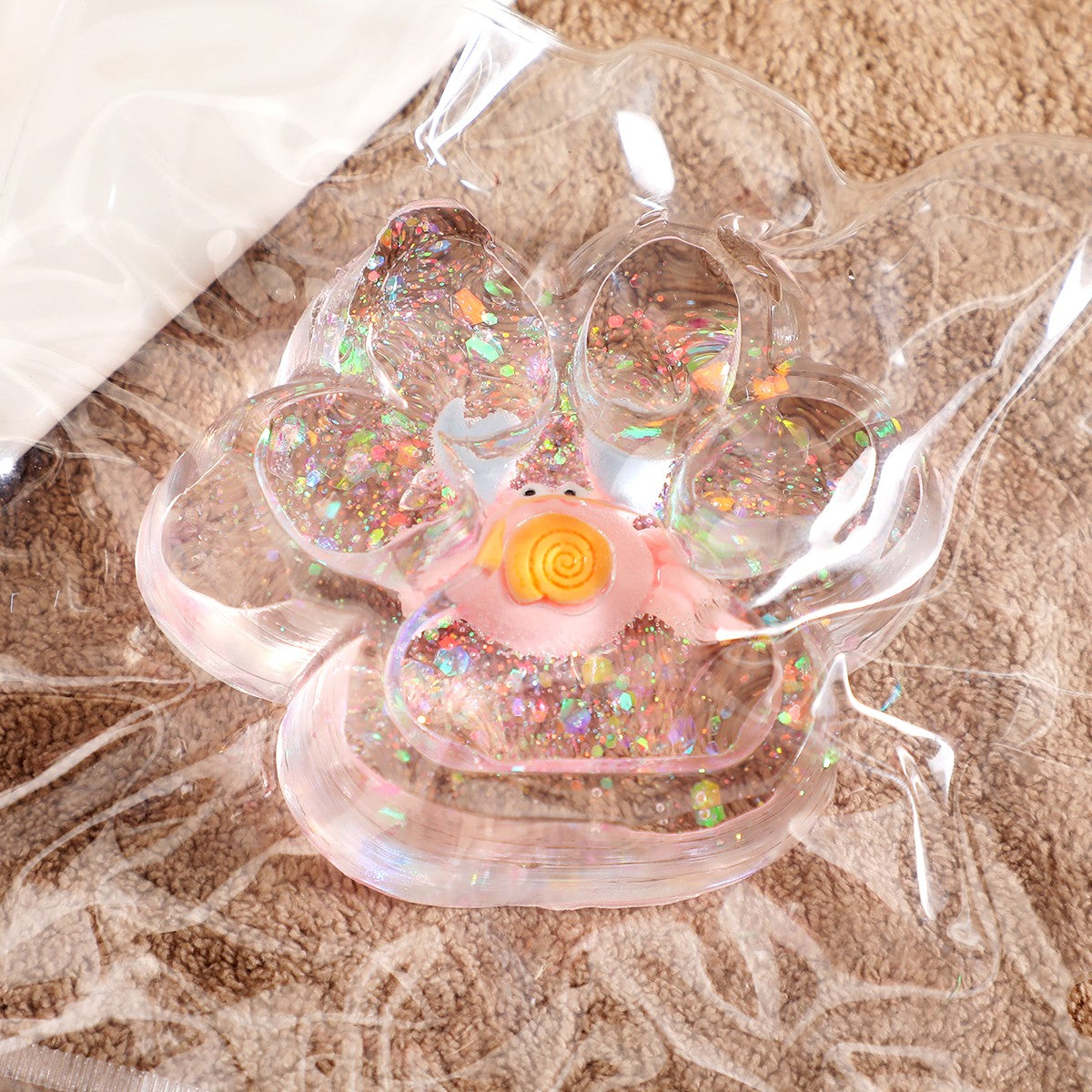 Jucarie Antistres Squishy, Vivimall, cu Revenire Lenta, Squeeze Pinch Family, Model Cat Paw, 6.5 x 7 cm, din Tpr, 4-6 Ani, Model 6 Ocean, Transparent - vivimall.ro