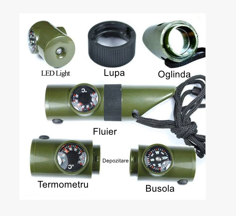 7 az 1-ben multifunkciós síp zöld | SafeGear