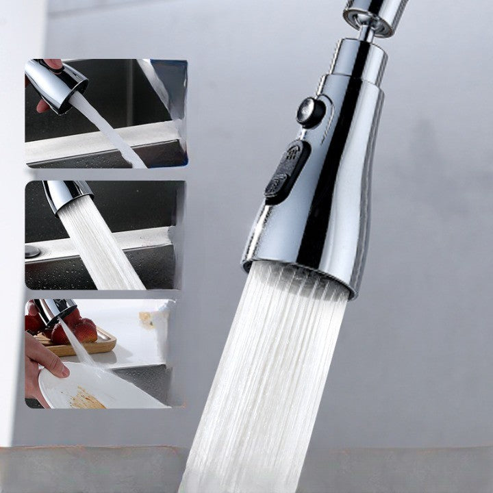 Extensie Robinet Bucatarie, Vivimall, Universal, 3 Moduri de Curgere Apa, Otel Inoxidabil, Rotire 360 de Grade, Cap Pivotant, Adaptor Baterie Bucatarie, 9.7x5.1 cm, Gri - vivimall.ro