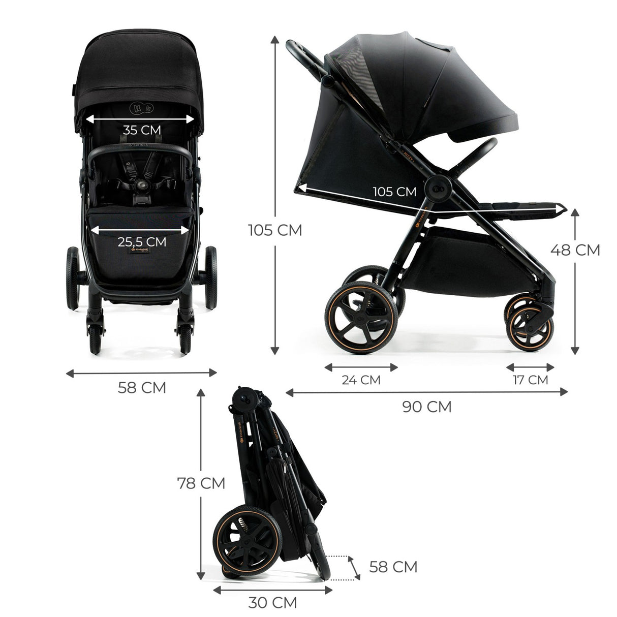 CARUCIOR SPORT, ULTRA COMPACT, KINDERKRAFT MITZY, 0-22 KG, BLACK INK