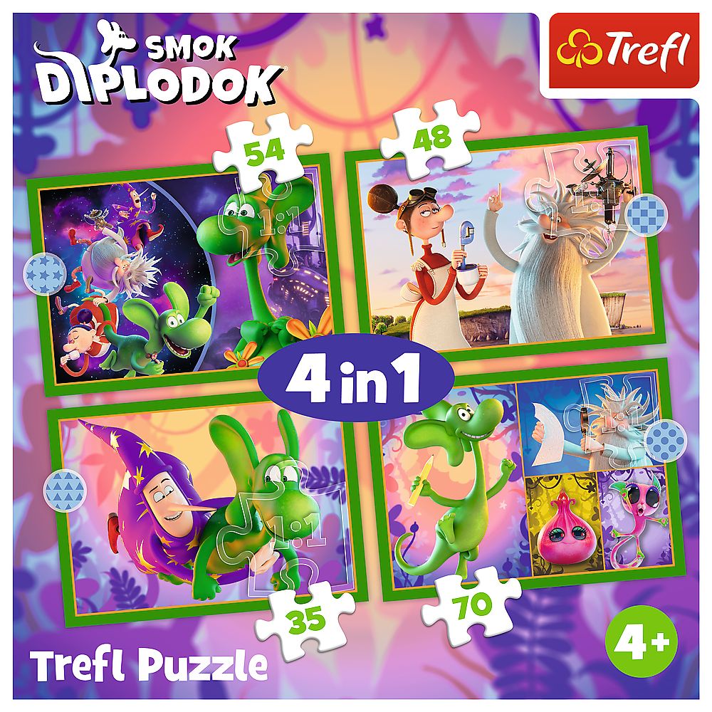 PUZZLE TREFL 4IN1 LUMEA DRAGONULUI DIPLODOK