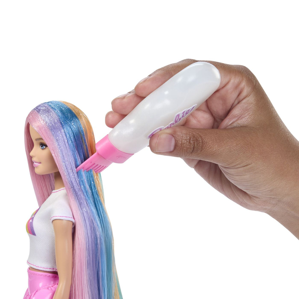 BARBIE SET PAPUSA BARBIE CU PAR STRALUCITOR CURCUBEU SI ACCESORII