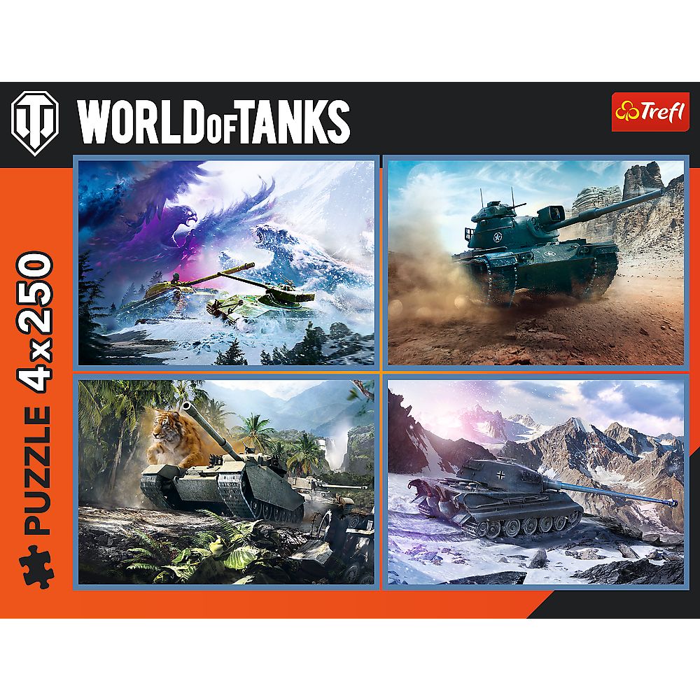 PUZZLE TREFL 4X250 WORLD OF TANKS BATALIE GROZAVA CU TANCURI