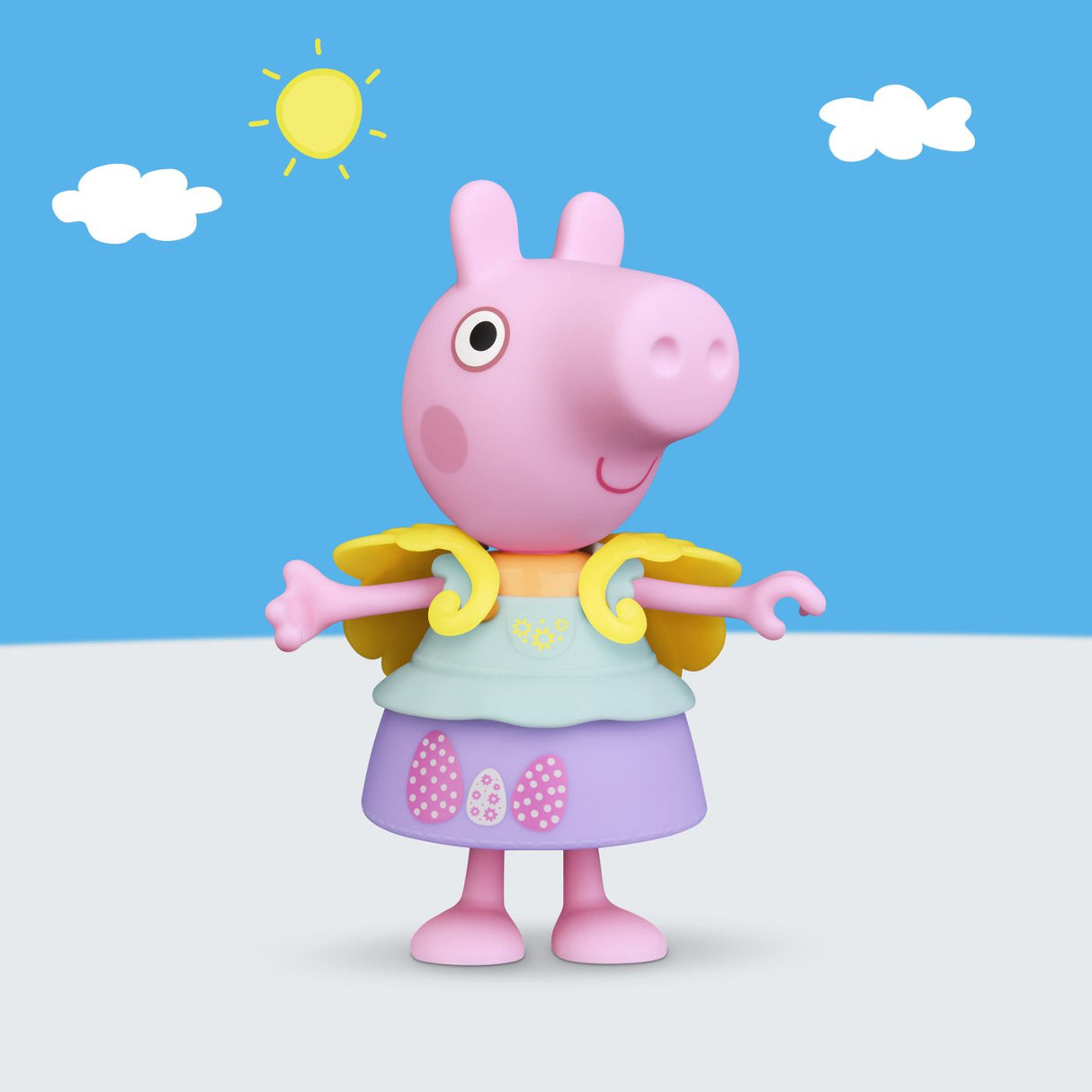PEPPA PIG SET TINUTA DE PRIMAVARA CU FIGURINA PEPPA SI ACCESORII 15CM