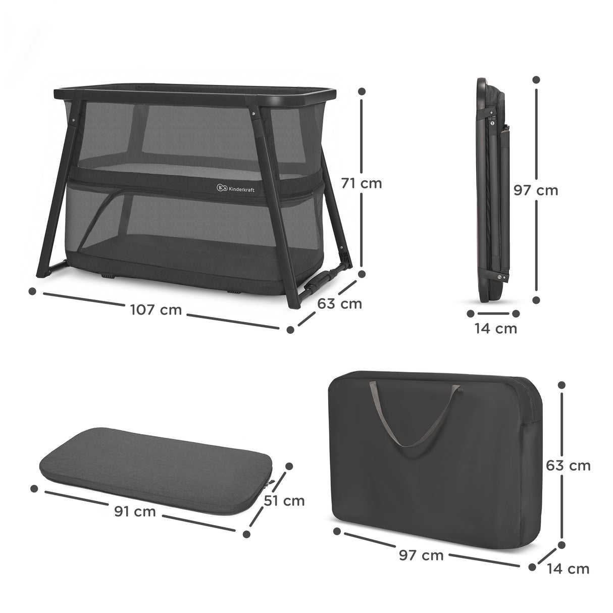 PATUT DE CALATORIE KINDERKRAFT SOFI PLUS, 4 IN 1, GREY