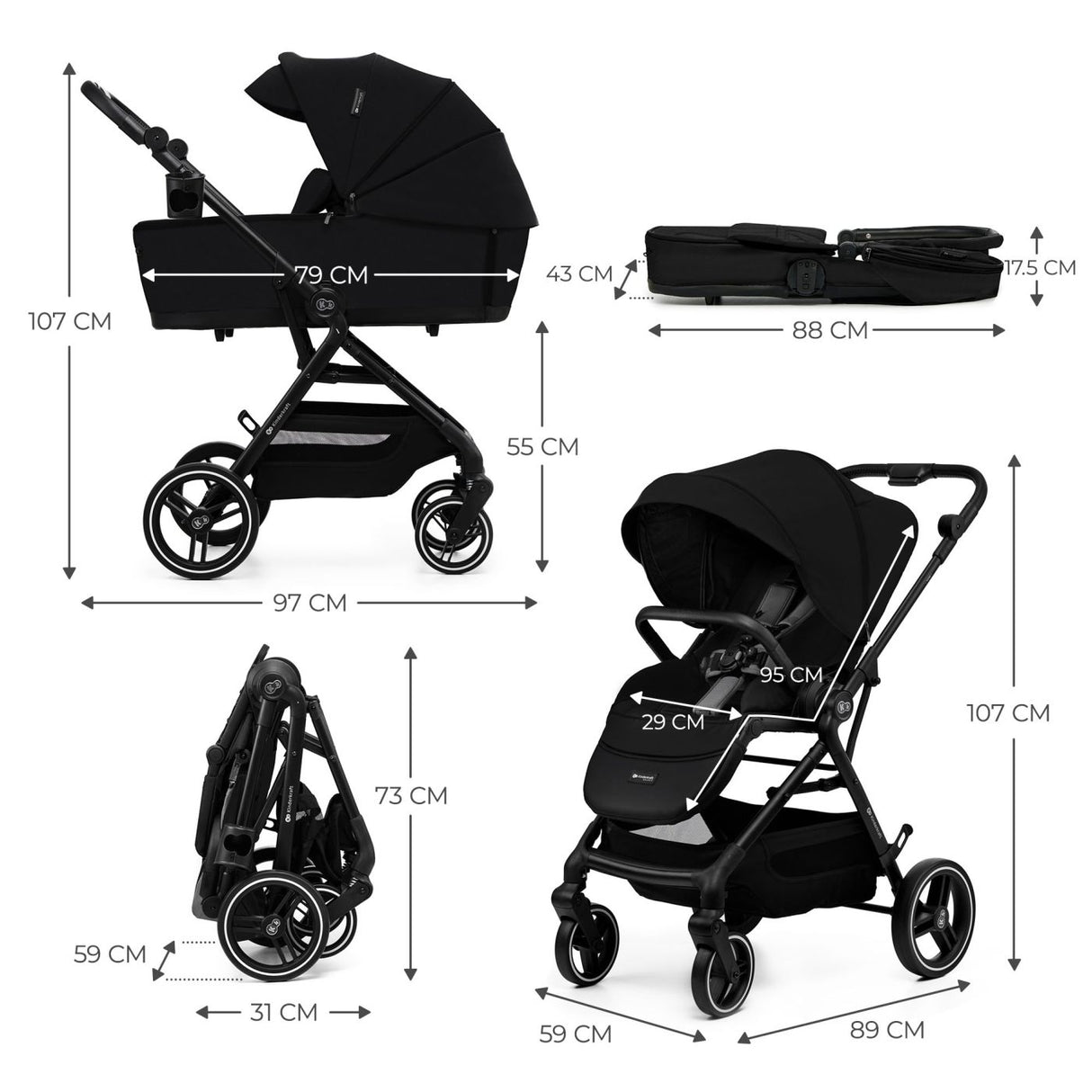 CARUCIOR KINDERKRAFT YOXI 2IN1, PURE BLACK