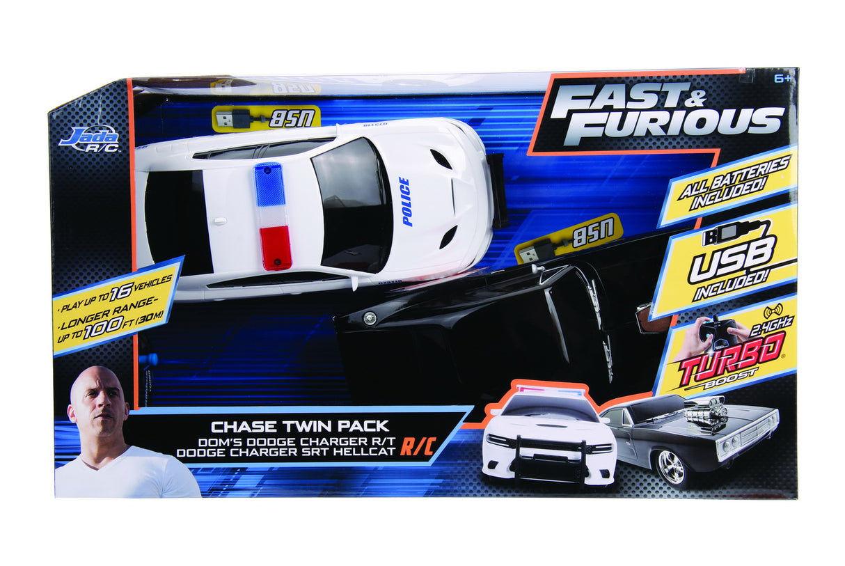 SET MASINUTE FAST AND FURIOUS RC TOYOTA SUPRA&DODGE CHARGER SRT SCARA 1:16